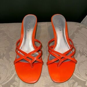 Predictions Orange Strappy Mule Sandals